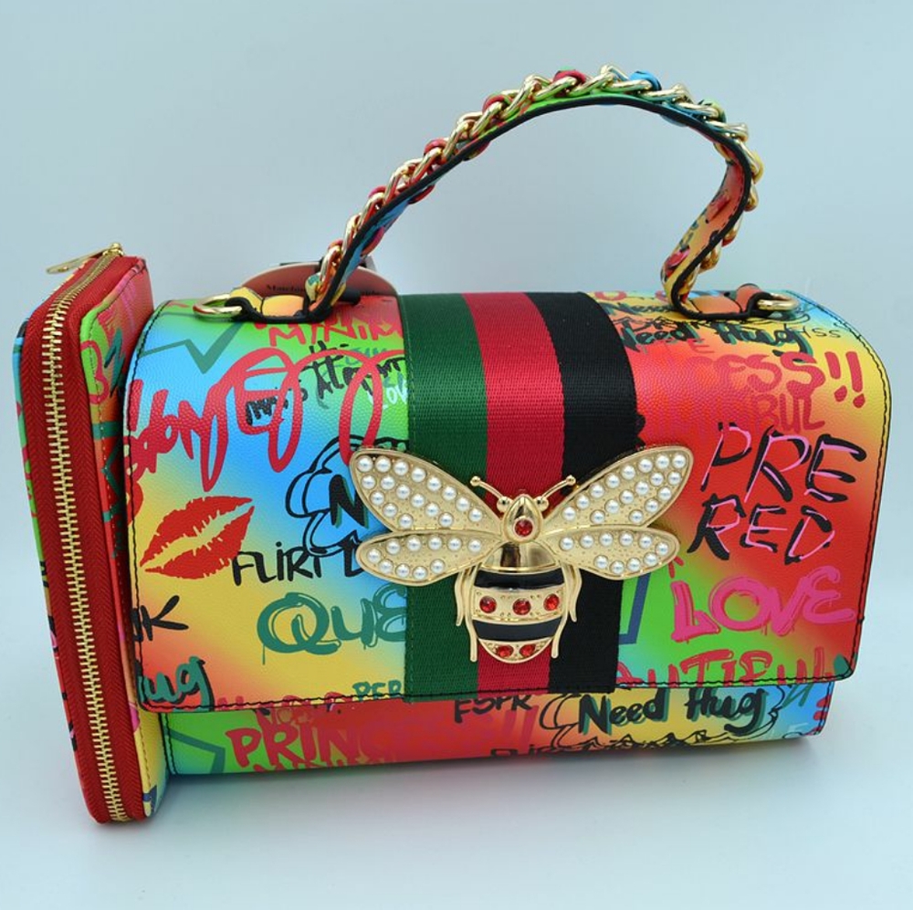 Graffiti Lady Bee Handbag w/ Wallet
